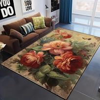 Retro Gėlės Didelis Kilimas Svetainei Kavos Staliukui Grindų Kilimėlis Neslystantis Plaunamas Namų Virtuvės Durų Kilimėliai Miegamojo Zonos Dekoro Kilimas 40x60cm brown