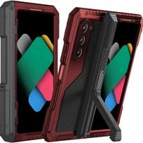 Metal Case for Samsung Z Fold 7 6 5 4 Military Grade Armor Rugged Metal Stand Screen Protector Drop Tested Shockproof Full Cover aluminum&Galaxy Z Fold4 raudona
