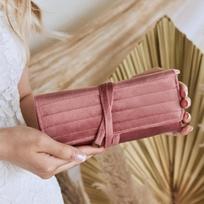Universal Velvet Travel Jewelry Bag Foldable Portable Rings Necklaces Earrings Organizer with Buckle Jewelr Roll Bag žalia