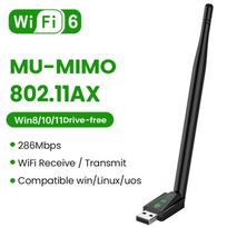 AX300 WIFI6 USB Wireless Adapter 2.4GHz Encryption Dongle Receiver Driver Free 802.11AX Network Card for Win7/10/11 PC/Laptop AX300 WIFI6 286Mbps