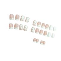 Square Press on Nail Designs Fake Nail Stick on Nail in 12 Sizes,24Pcs French Nail Tips for DIY Nail Art Decorations 1
