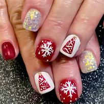 24 Pieces Short Square Press on Nail Glittering French Tip False Nail with Christmas Tree Designs Full Cover for Women 1