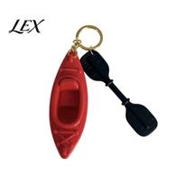 Kayak Charm Keychain 3D Printed Keychain, Pendant Paddle Enthusiast Gift with Key Ring, Unique for Kayaking Enthusiasts raudona