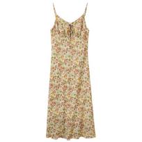 Sancai 2026 Autumn French Floral V-Neck Sleeveless A-Line Maxi Dress L