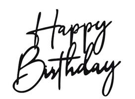 Topper Akrylowy Na Bok Tortu Happy Birthday Czarny Wz3