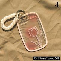 Pink Rose Transparent Gradient Photo Card Holder Idol Photo Sleeve Keychain Photocards Protector Case Student Card 4