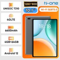 N-one Android 12 Tablet, 4GB RAM, 64GB ROM, 4G Tablet, Quad Core Processor, 10.1inch , 1920*1200 IPS Screen, GPS, 2.0MP+5.0MP Dual Camera,
