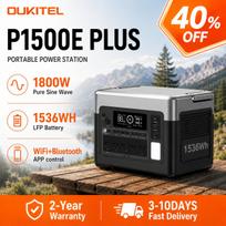 Nešiojama energijos stotelė OUKITEL P1500E PLUS, 1800W saulės generatorius, 1536Wh Lifepo4 baterija namų avarijoms 1800W