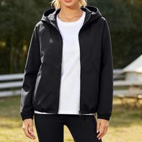 Women's Lightweight Hooded Jacket, Casual Loose Fit Windbreaker, Color, for Spring and Fall Wear L juoda