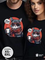 Oversized cotton T-shirt with  Ugh, Humans  cat print XL