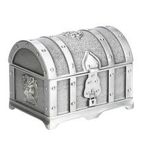 Small Treasure Chest Box Silver Pirate Trinket Chest Jewelry Boxes Ring Gift Box  For Women