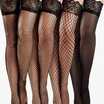 Moterims 4 poros/6 poros Didesnio dydžio Seksualūs Pėdkelnės Neslystančios Silikoninės Tinklelio Kelio Kojinės Moteriškos Nėriniai Gėlėti 50-85Kg Ilgos Kojinės For 50-85kg brown