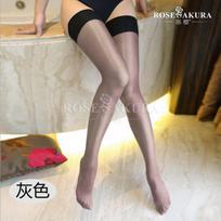 30D Women Contrast Thigh High Stockings Multicolor Sheer Stay Up Vintage Long Shiny Glossy Over Knee Oil Flashing Leggings One Size