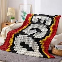 Brick Pixel Mosaic Flannel Blanket Warm Soft Halloween Christmas Couch Warm Cozy Decorative Decor Gift for All Season Size: 75*100cm, Weight: 230 GSM
