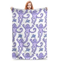 Preppy Roller Monkeys Rabbit Blanket Super Soft Flannel Sofa Throw Blanket for Home Bedroom Office Throws Bedspread Quilt Size: 75*100cm, Weight: 230 GSM