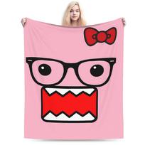Funny Domo Kun Cartoon Warm Soft Blankets Picnic Plush Throw Blanket Funny Bedroom Flannel Bedspread Sofa Bed Cover Size: 75*100cm, Weight: 230 GSM