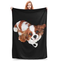 Cavalier King Charles Spaniel - Blenheim Blankets Warm Flannel Sofa Throw Blanket for Home Bedroom Outdoor Throws Bedspread Size: 75*100cm, Weight: 230 GSM