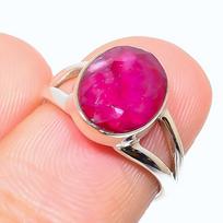 Red Ruby(Simulated) Gemstone Handmade 925 Sterling Silver Gift Ring S.5.5 Y1I52