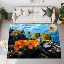 3D Jūros Žuvys Vėžliai Didelis Kilimas Miegamajam Svetainei Super Minkštas Sugeriantis Kempinė Vonios Kambario Grindų Kilimėlis Mielas Tualeto Kilimėlis Neslidus 40x60cm 1pcs