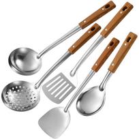 5Pcs Cooking Utensils set Kitchen Soup Ladles Cooking Tools Spatula Colander With Wood Handle Home Kitchen Utensils