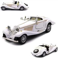 1:28 Scale Benz 500K atitraukite liejimo metalo antikvariniai klasikinio modelio automobiliai Kolekciniai žaislai Dovanos (Ilgis 6,5 colio / 16,8 cm) 16.2x5.7x4.8cm balta