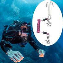 Hook Scuba Diving with Spiral Coil Lanyard Safety Accessories rožinė