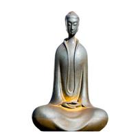 Outdoor Sitting Buddhism Statue Meditating Carving Statue Buddhism Sculpture for Peaceful Home and Garden Decoration S