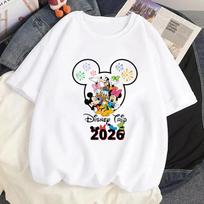 Disney kelionė 2026 spausdinti marškinėliai Mikis Mini Pelė vyrams ir moterims laisvalaikio marškinėliai trumpomis rankovėmis drabužiai madingas gatvės stiliaus viršus S white