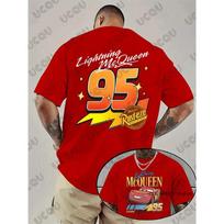2026 Lightning McQueen Cars 95 Graphic Print T-shirt for Men Summer Short Sleeve Cotton Tees Casual Sports Oversized S