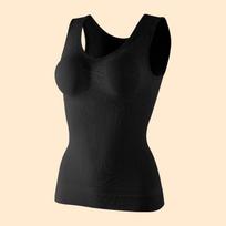 Women's Seamless Double-Layer Body Shaping Vest with Tummy Control and Chest Pads - Pure Cotton Sports Base Layer L black