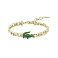 Lacoste Gold Crocodile Pattern Stainless Steel Bracelet Men Bracelet 2040227 F,Gold