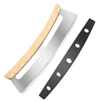 Stainless Steel Pizza Cutter - Easy to Clean Pizza Slicer Wheel with Wooden Handles Professional Pizza Knife Kitchen Tool ruda