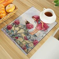 The Fairies Of The Wayside Print Linen Dining Table Mats Alphabet Kitchen Placemat 30X45cm Coasters Pads Bowl Cup Mat 4pcs-30x45cm