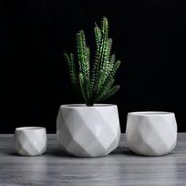 Creative Ceramic Diamond Geometric Flowerpot Simple Succulent Plant Container Green Planters Small Bonsai Pots Home Decoration 6x5.8cm