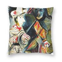 Pablo Picasso Famous Painting Square Pillowcase Decorative Guernica Ladies Abstract Art Cushion Cover Living Room 45x45cm-1pcs black