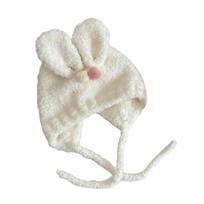 Toddler Nursery Bonnet Rabbit Furry Hat Knitted Hat for Baby Girls Knitted Hat Headwrap Soft Hat Cartoon Rabbit balta