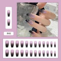 Gradient Glitter Press On Nails Set 24PCS Reusable Artificial Nail Tips with Adhesive Glue Included for Easy Application and Long-Lasting Wear One Size juoda