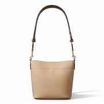 Tory Burch Felix Pebble Removable Shoulder Strap Leather Bucket Bag Women bags Beige 175861-271 Basic Set (Bag+Dust Bag)