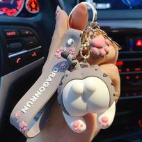Elastic Peach Butt Cartoon Cat Relaxing Toy Keychain Pendant Anti-Anxiety Stress Relief Hand Toys For Kids Adults Gifts Keyring pilka spalva