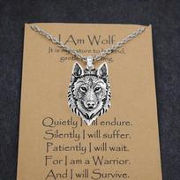 Norse I Am Wolf Celtics Viking Necklaces for Men/Women Popular Totem Amulet Leather Chain with Card Jewelry Dropshipping 50cm