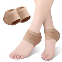 Gel Silicone Heel Protector Sleeve Heel Pads Heel Cups Plantar Fasciitis Support Feet Care Skin Repair Cushion Half-Yard Socks smėlis
