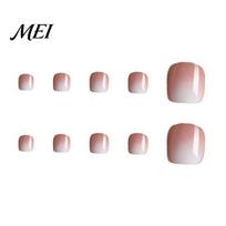 Easy Apply Toenails 120Pcs French Tip Press on for Women, Short Square Stick-on Reusable Gel Fake Nails, Removable Glue False Toe Nails At Home