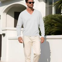 Men Vertical Cable Jacquard Textured V Neck Sweatshirt Ribbed Cuffs Long Sleeve Loose Fit Solid Color Spring Fall Daily Smart Casual Pullover Top S balta
