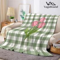 Gingham Tulip Flannel Blanket Warm Soft Halloween Christmas Couch Warm Cozy Decorative Decor Gift for All Season Size: 75*100cm, Weight: 230 GSM