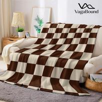 Rudos ir smėlio spalvos languotas flanelinis pledas Šiltas minkštas Helovino Kalėdų Sofa Šilta jauki Dekoratyvinė puošyba Dovana visam sezonui Size: 75*100cm, Weight: 280 GSM white