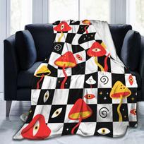 Psychedelic Trippy Mushrooms Fleece Blankets Gifts for Mushroom Lovers Soft Cozy Plush Throw Blanket Bed Stuff Couch Living Room Size: 75*100cm, Weight: 230 GSM