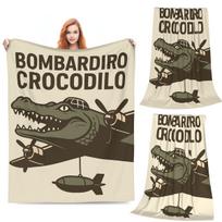 Bombardiro Crocodilo Meme Italian Brainrot Blankets Soft Warm Flannel Throw Blanket Bedding for Living room Picnic Travel Couch Size: 75*100cm, Weight: 230 GSM