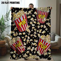 Soft Popcorn Explosion Print Flannel Throw, Plush Comfort for Sofa, Bed, Chair, Living Room, Office Size: 75*100cm, Weight: 230 GSM