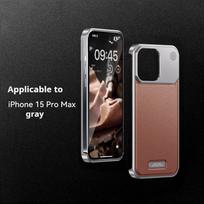 Prabangus odinis metalinis telefono dėklas, skirtas iPhone 13 14 15 Pro Max Magnetinis aliuminio kvapo telefono dangtelis, skirtas iPhone 13 14 15 Promax For Iphone 15 gray