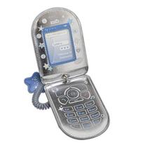 Atverčiamas telefono formos fotokortelių laikiklis Animacinių nuotraukų kortelės apsauginė rankovė, vandeniui atspari odinė kortelės dėklas, talpina 2–3 korteles mėlyna